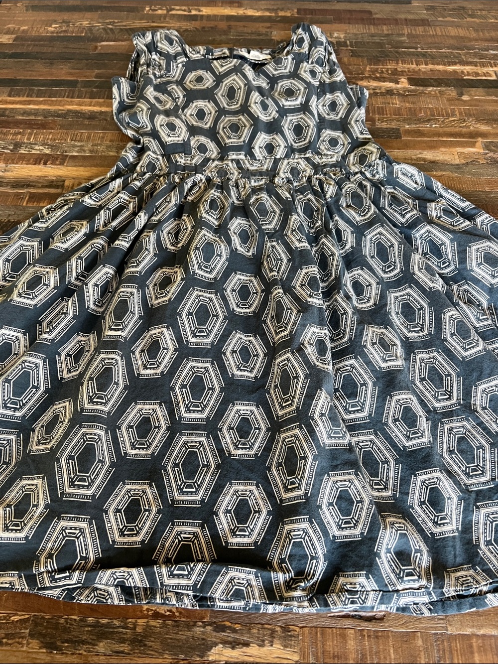 Mata Traders Black and White Geometric Fit-and-Flare Mini Dress